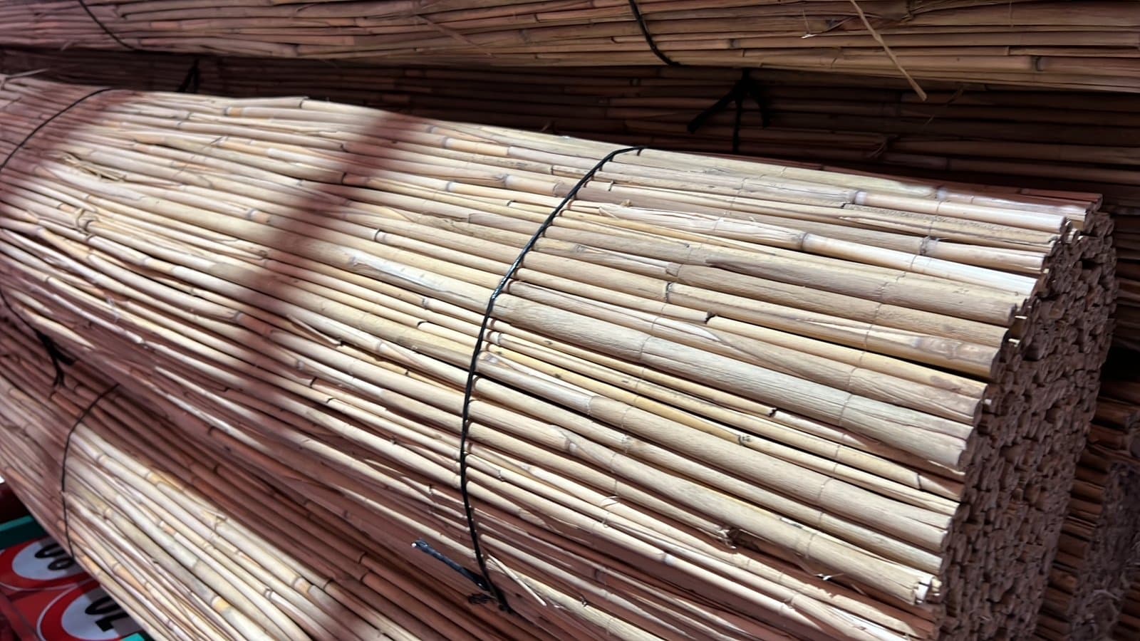 Reed mats in container for export