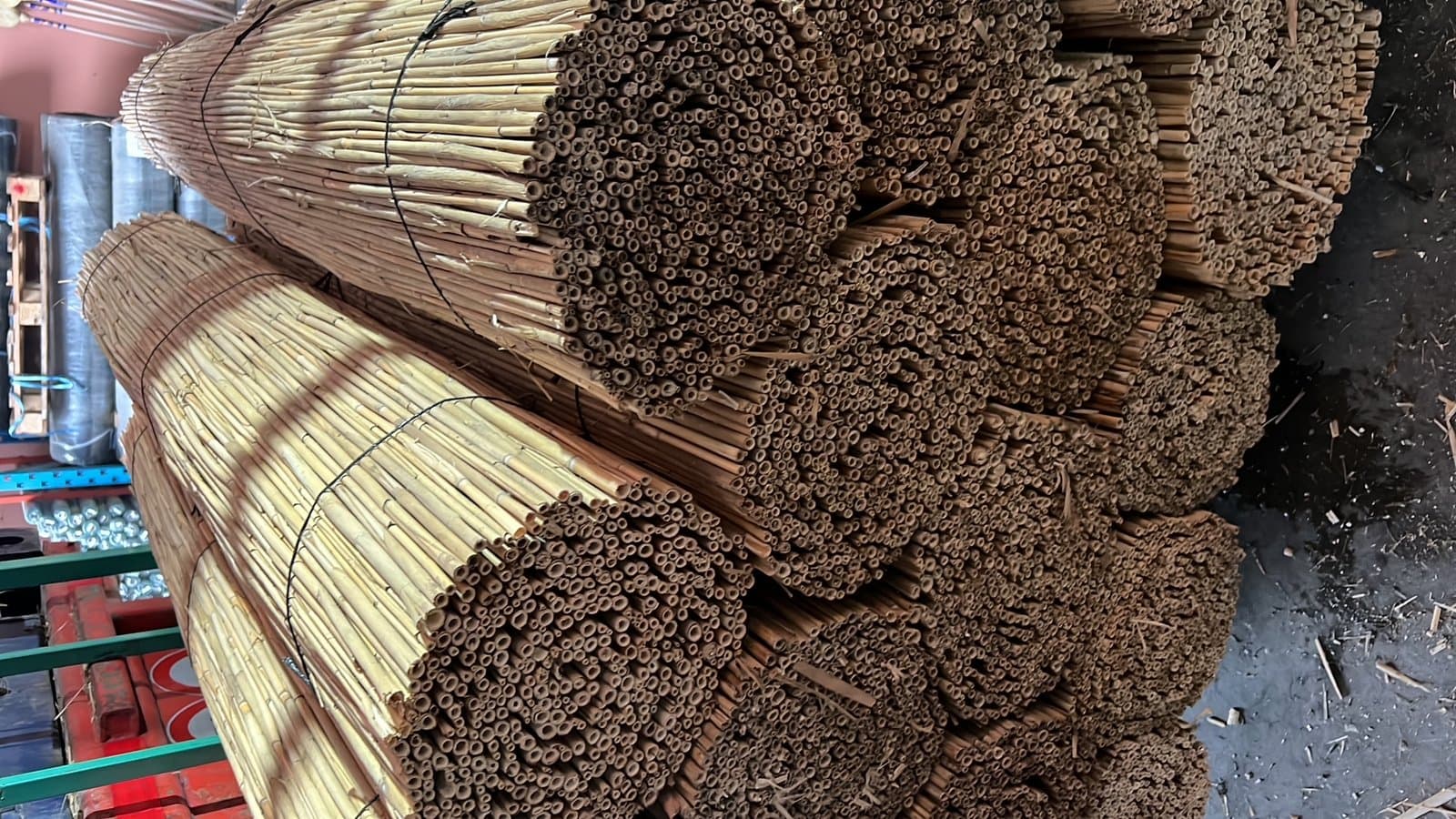 Reed mat bundle texture close-up